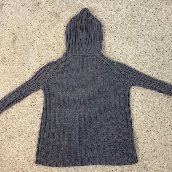 Y2K Express Hooded Gray Cable Knit Cardigan Sweater Boho Size Small Women's - Picture 4 of 5
